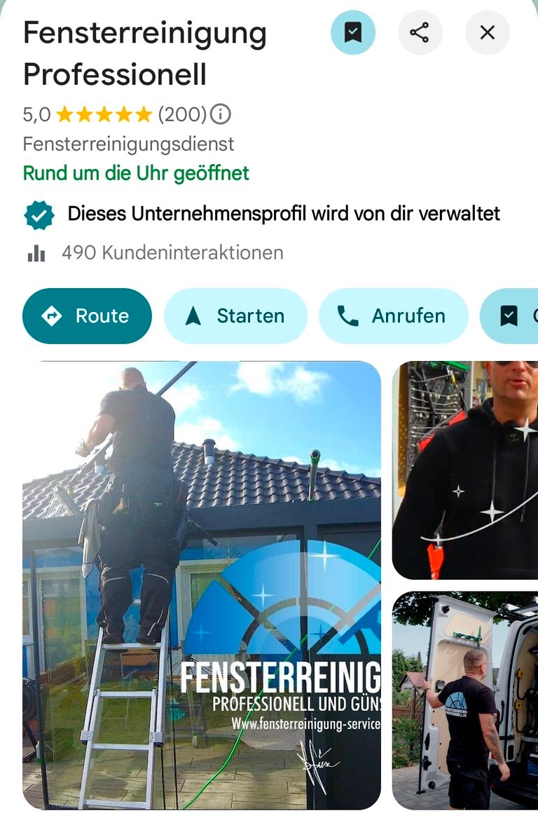 5 Sterne Bewertung  Fensterreinigung