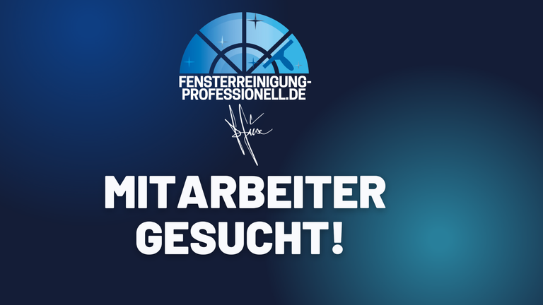 Fensterreinigung Professionell Logo mit Schriftzug 'Mitarbeiter gesucht
